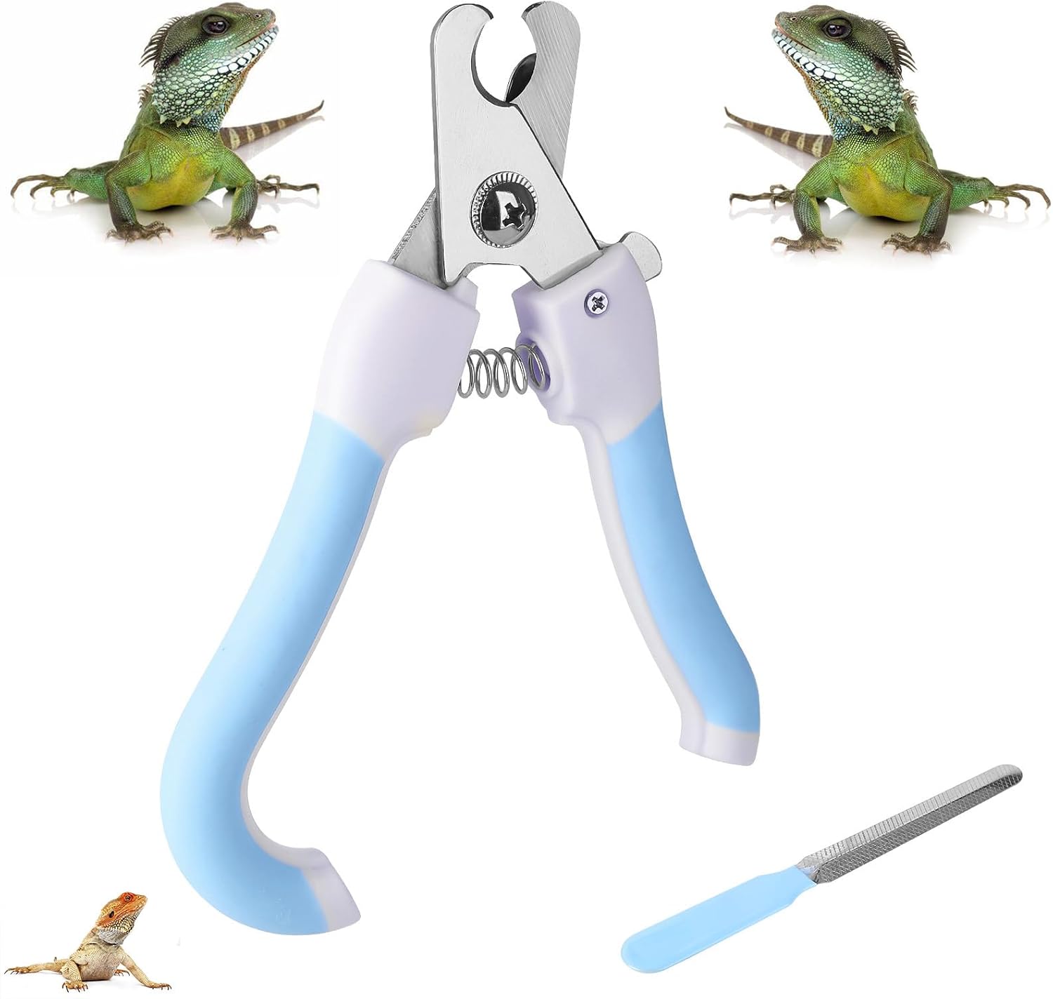 Rishav Pet Care Bearded Dragon Nail Clippers blue front view sharp stainless steel blades
