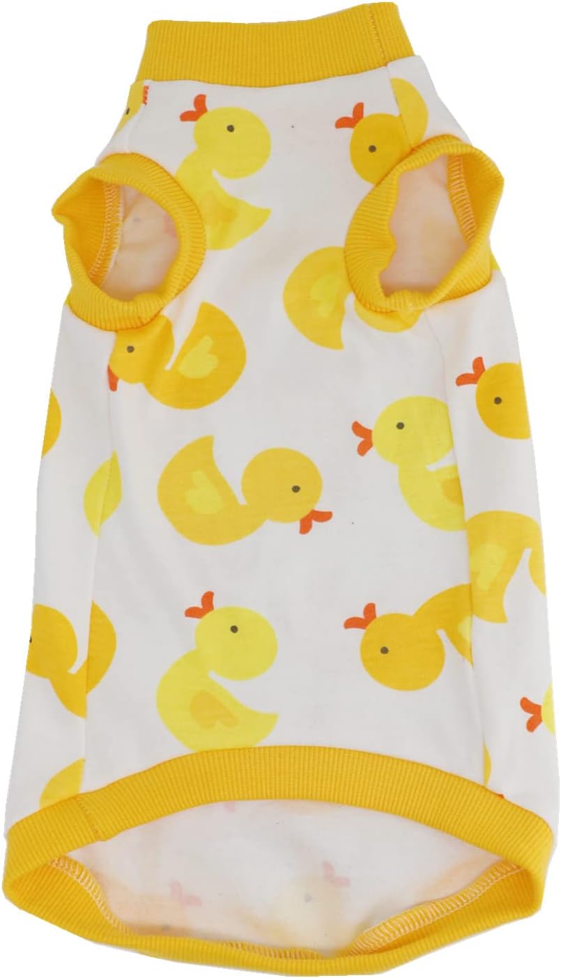 Sphynx Hairless Cat Summer Cotton T-Shirts Cat Vest Pet Clothes,Round Collar Vest Kitten Shirts Sleeveless, Cats & Small Dogs Apparel (Medium, Yellow Ducks) - Image 6