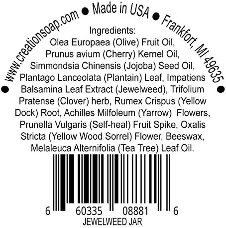 Creation Pharm Herbal Tea Tree Salve side view showing clean ingredients label