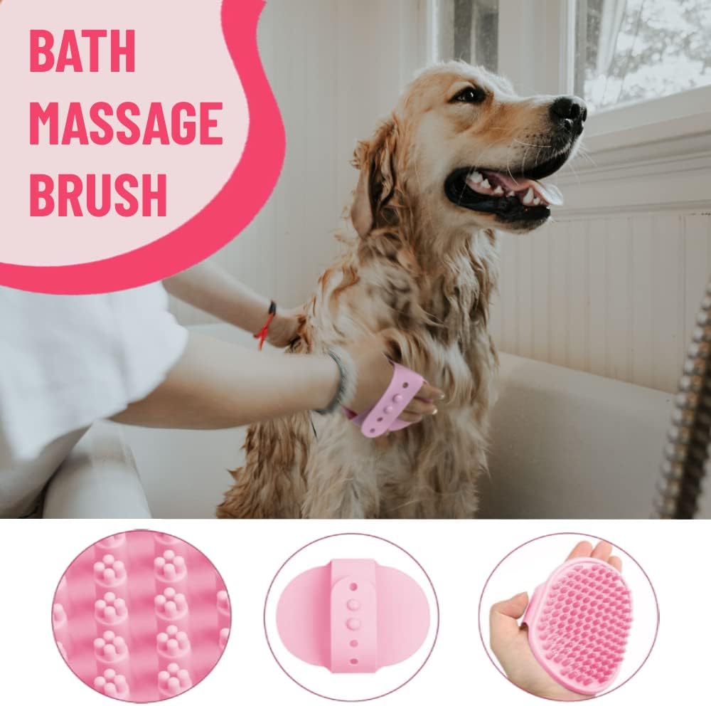 Master Queen rubber pet bath brush showing the massage nodes designed for shampoo lathering and skin stimulation