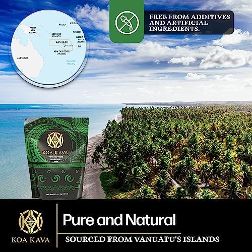 Traditional medium ground noble waka kava root powder texture close up