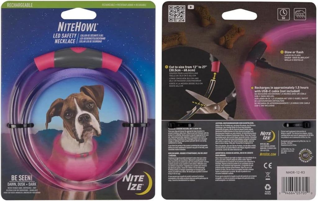 High visibility LED safety necklace for pet nighttime walking gear