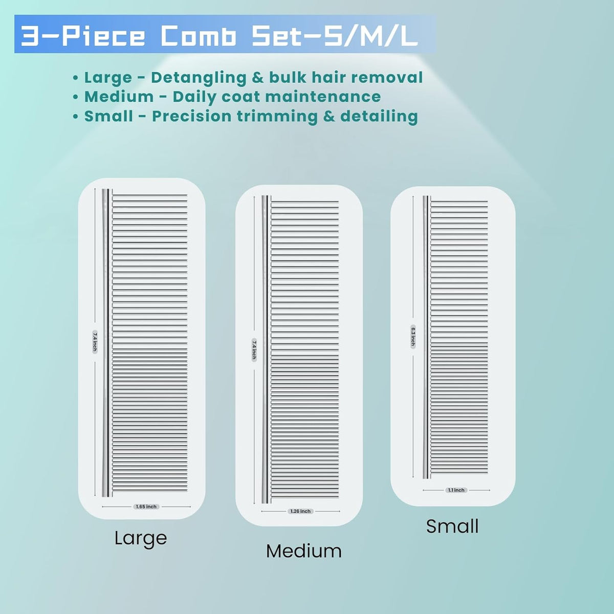 Dog and cat grooming with stainless steel comb tool
