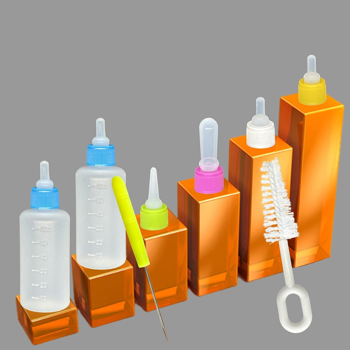 Pet nursing kit with cleaning brushes and teat opening tool