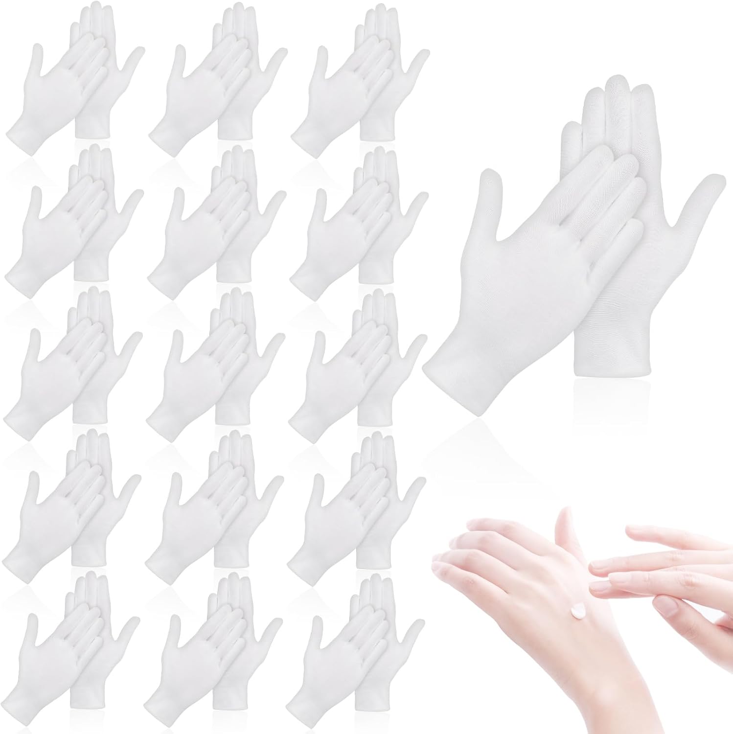 Lipetol 36 piece white cotton moisturizing gloves front view