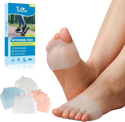 JNATER Toe Separators and Metatarsal Pads 8 piece set front view for foot pain relief