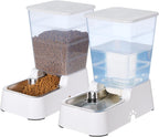 Dual unit gravity pet feeder setup for medium and large dogs