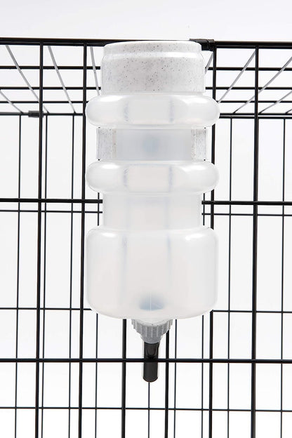 Heavy duty forty four ounce pet crate water bottle in assorted colors.