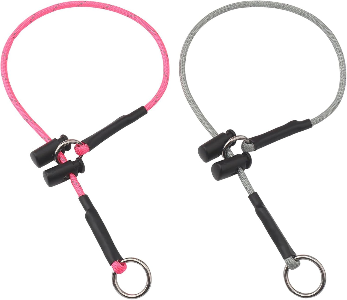 22" Dog Slip Collar - 5/32" Paracord Rope Dog Collar with Spring-Loaded Stopper & Stainless Steel O-Ring, Reflective for Low-Light Visibility (Black & Neon Green) - Image 12