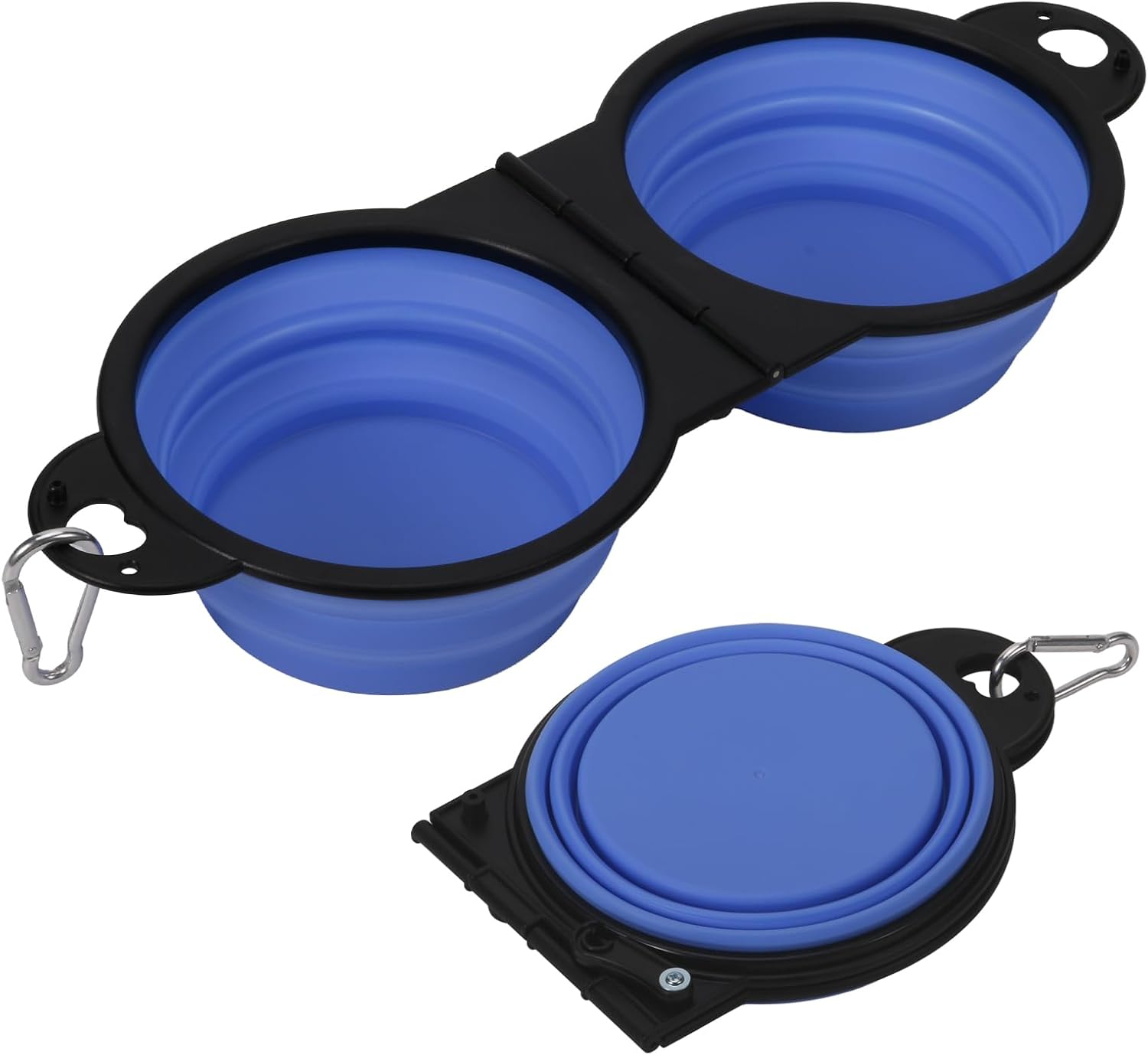 Collapsible Dog Dual Bowls, 2-in-1 with Locking Clip for More Stability 180 Degree Flip Portable Dog Travel Bowl for Water and Food Pet Food Drinker (Dark Green) - Image 9