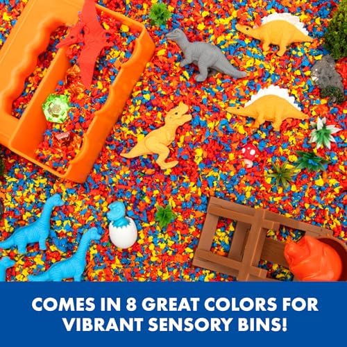 Educational Insights preschool sensory activities setup with fluffy flowing foam inside a clear tray