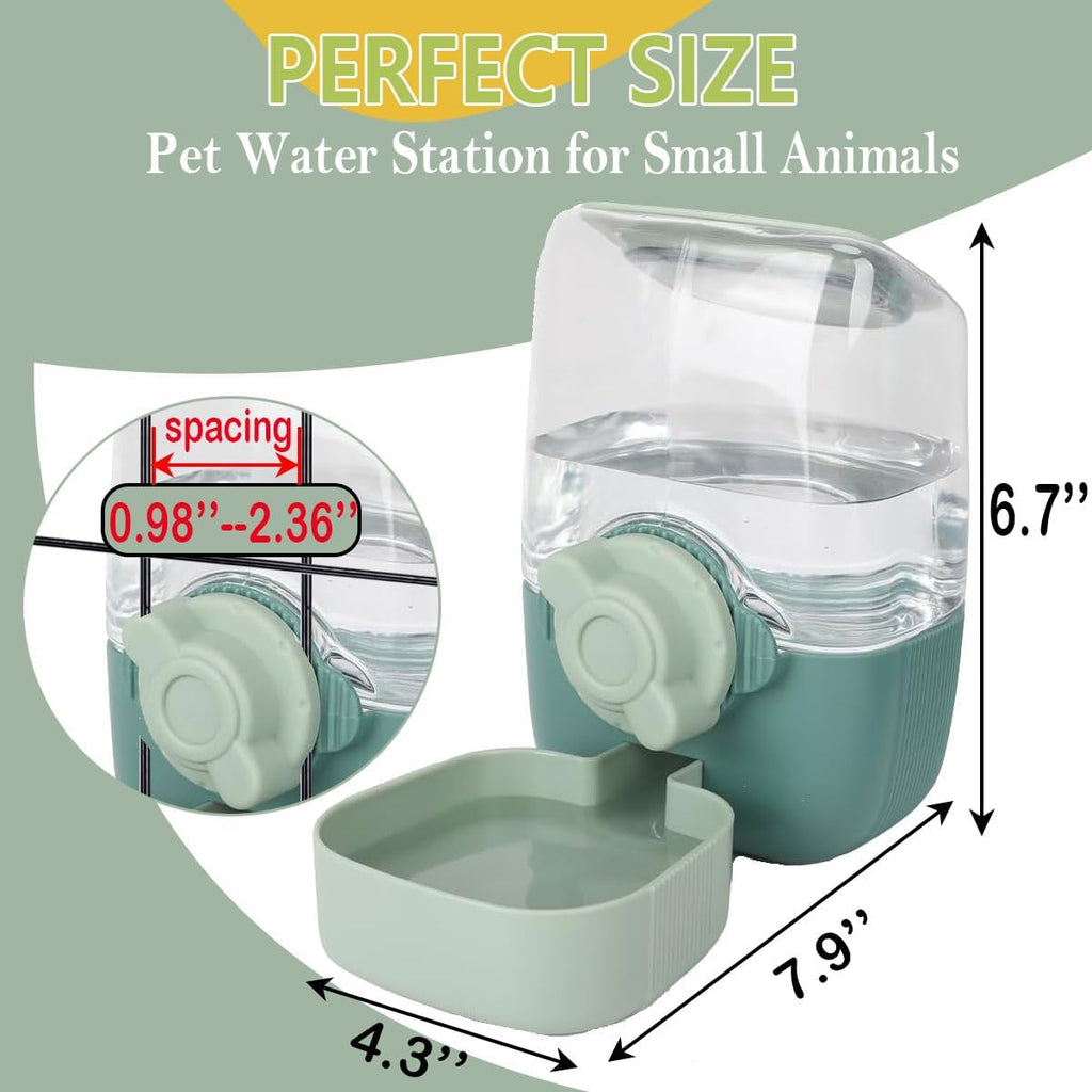 35oz Hanging Automatic Rabbit Water Dispenser, Cage Water Bottle Auto Gravity Pet Water Station for Small Animals, Puppy Kitten Rabbit Chinchilla Hedgehog Ferret, 1L(Green) - Image 3