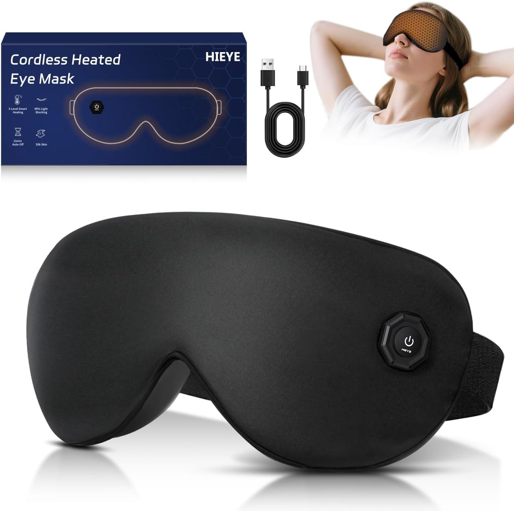 Hieye cordless heated eye mask front view for dry eye relief