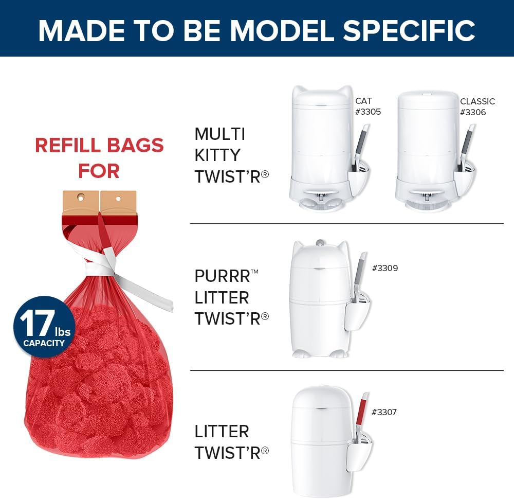 Red Rocket multi-cat litter disposal refills showing the durable seven layer odor barrier film.