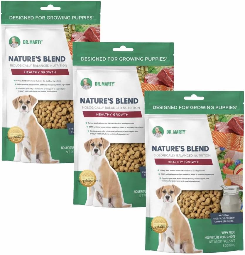Dr. Marty Nature's Blend Healthy Growth Puppy Food 3 Pack front view premium raw nutrition