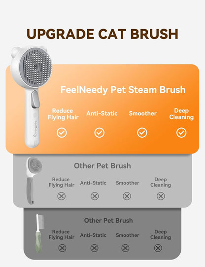 Grooming brush being used on an indoor cat to effectively remove loose fur and reduce flying hair
