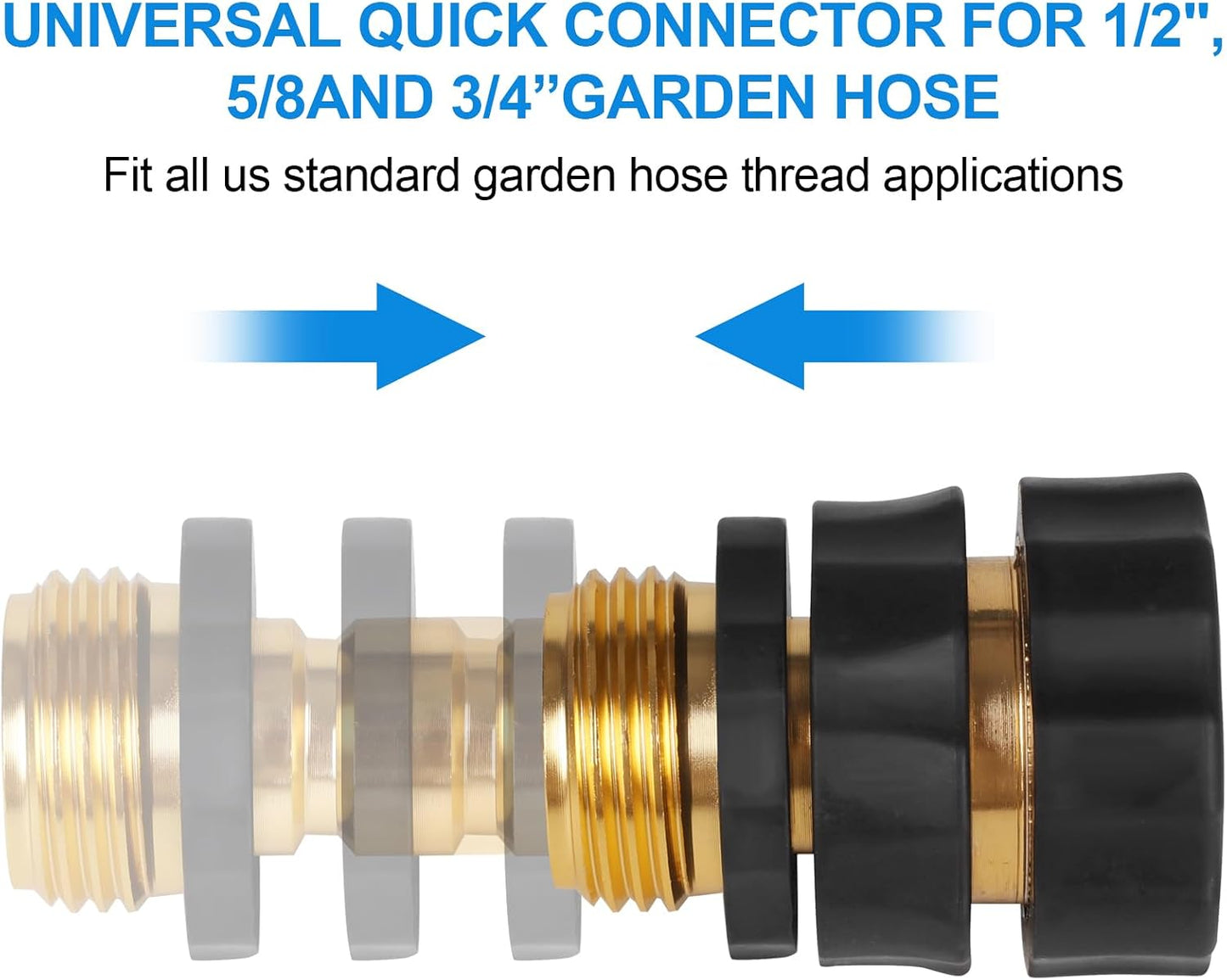 GardEasy leak proof watering fittings layout showing all eight pieces included in the premium pack.