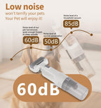 Interchangeable nozzle attachment for cleaning pet hair from household furniture.