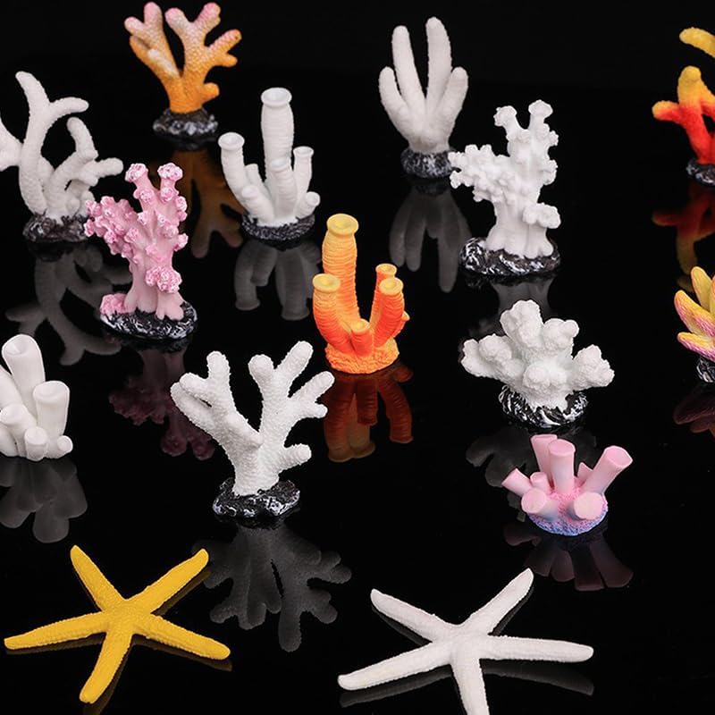 Freshwater and saltwater safe orange artificial coral ornament.