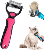 Dual Sided Shedding Blade for Cats, Double Sided Pet Grooming Brush for Dogs, Dematting Comb with 17+9 Stainless Steel Teeth, Undercoat Rake Deshedding Tool for Long & Short Hair (Blue-M+L) - Image 10