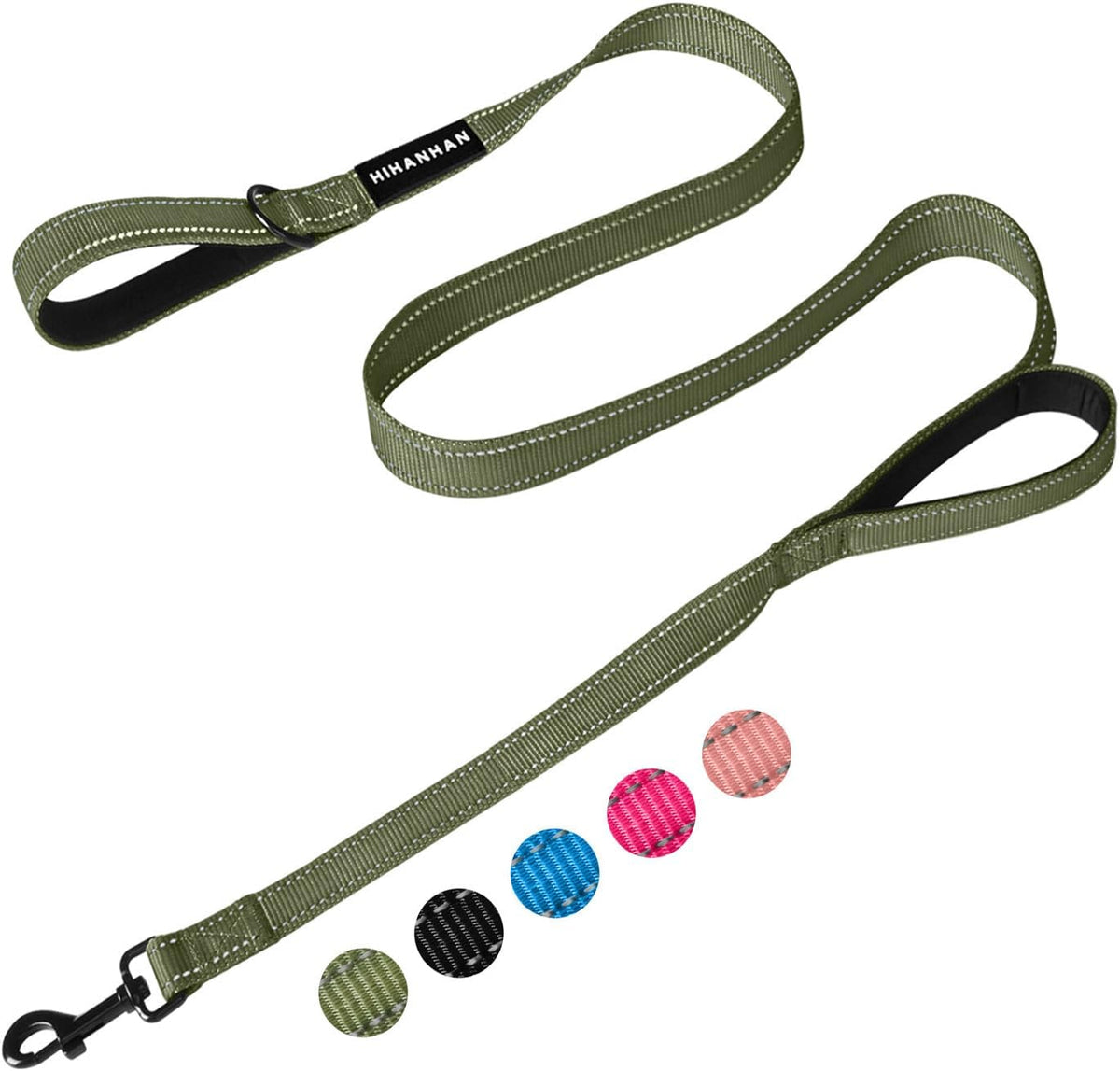 Reflective 6 FT Dog Leash, Premium Traditional Style Puppy Leash with Easy to Use Collar Hook for Small, Medium, and Large Breed Puppies (Black, 3/4 in x 6 ft) - Image 9