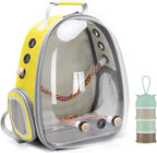 Bird Traval Carrier Cage, Clear Space Capsule Astronaut Backpack to Carry Parakeet Cockatiel Parrot with Metal Tray Bird Feeder Wood Perch, Vet Transport Bag - Image 15