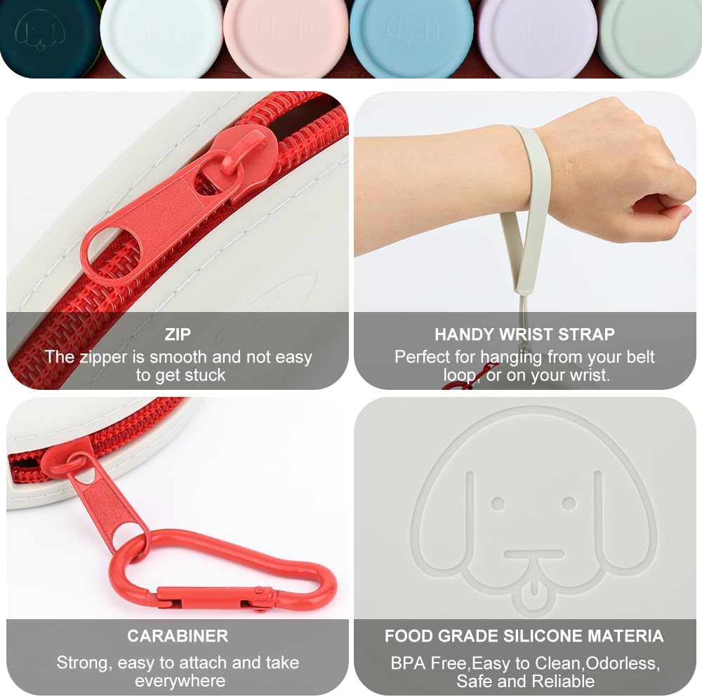 Waterproof food grade silicone pet snack pouch with zipper closure open view