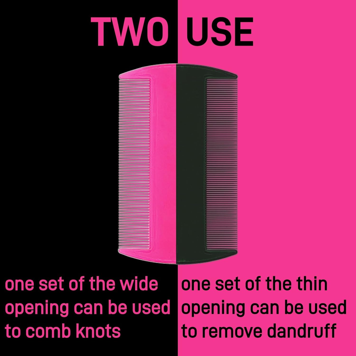 Pumtus double sided pet comb dense teeth side close up for dandruff removal.
