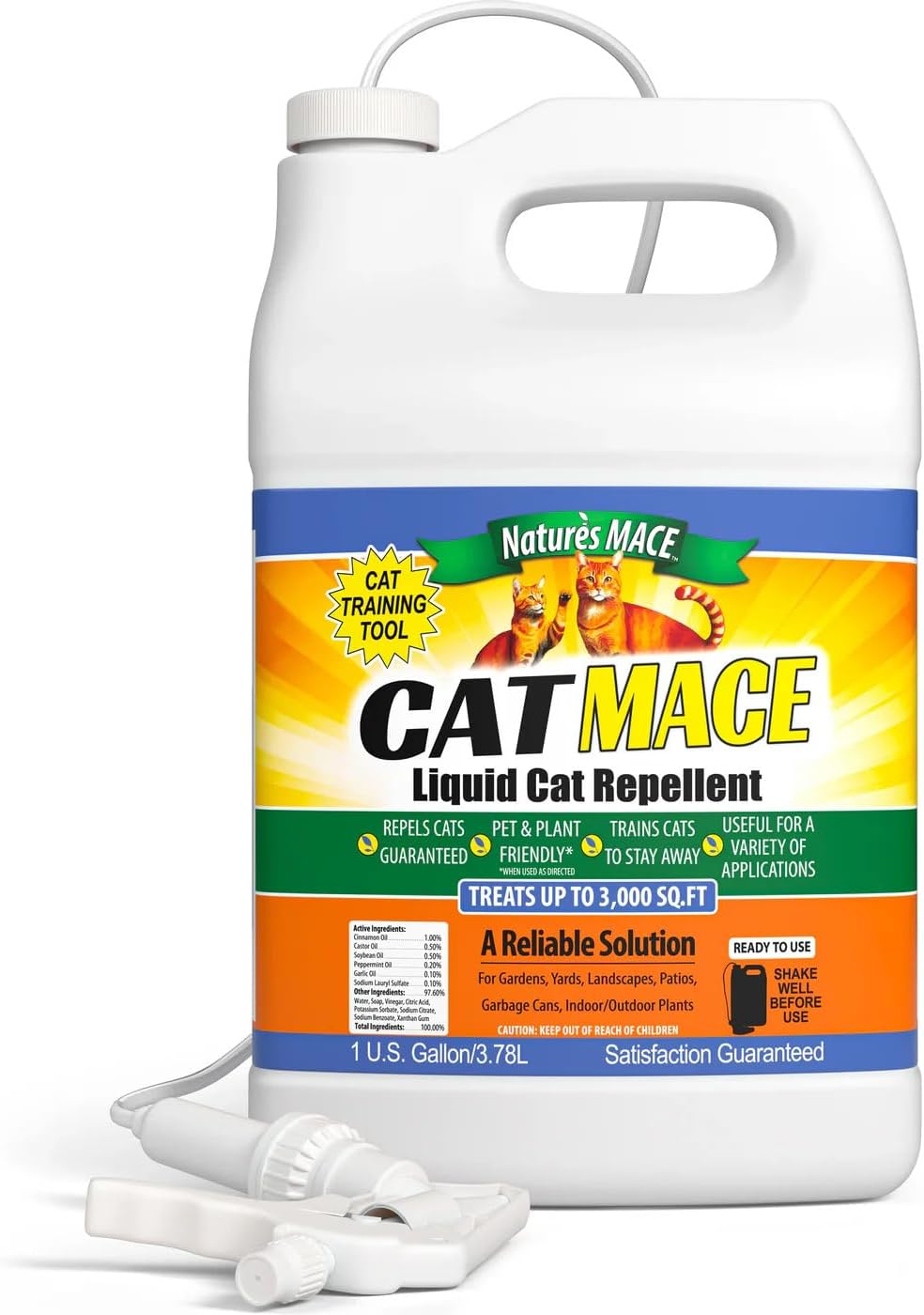 Nature's Mace cat repellent packaging emphasizing safe plant-based formula