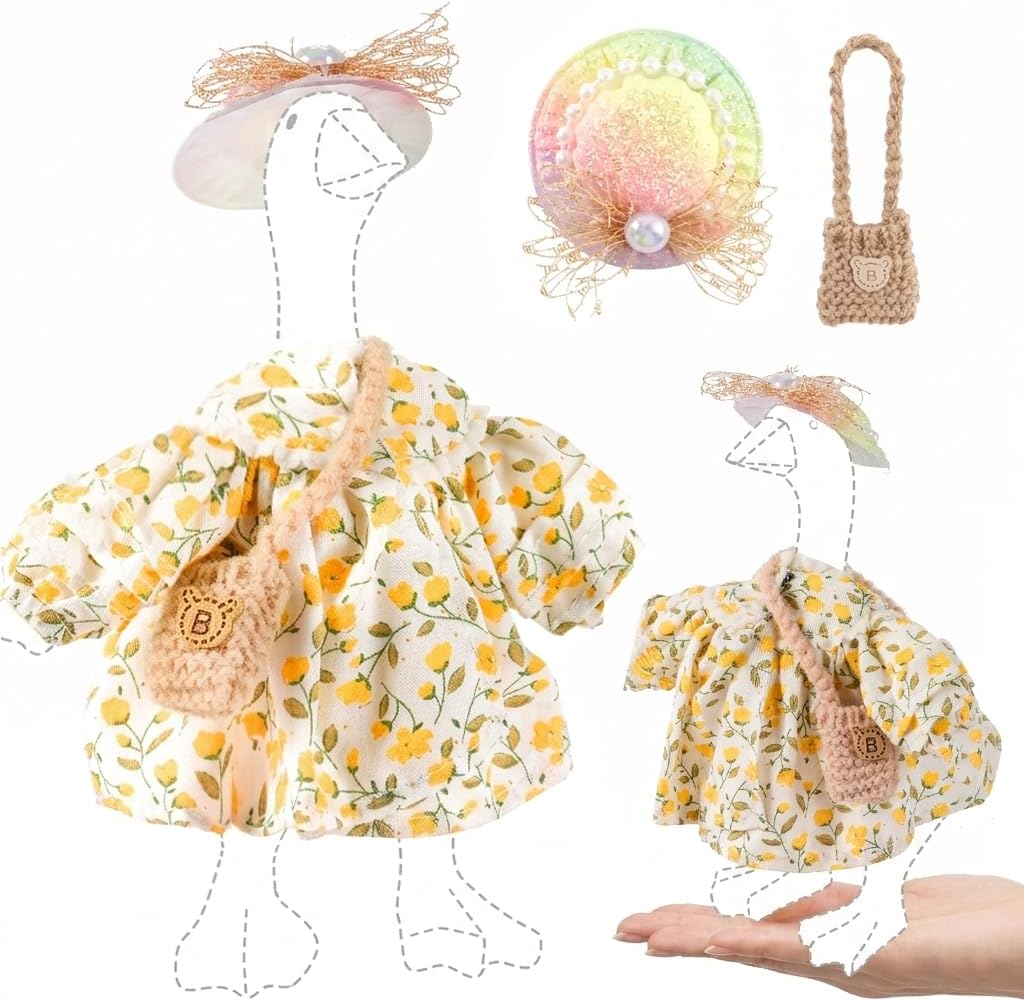 7inch Desk Goose Outfits, Desktop Goose Clothes with Sunglasses & Necklaces, Plush Hoodie Set for Magnetic Goose Statue - Image 11