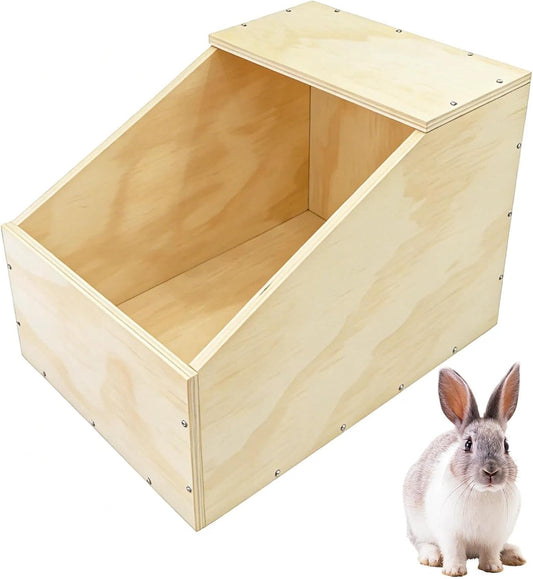 Wooden Rabbit Nesting Box, Small Animal Hutch Hideout, Breeding Shelter & Burrow Den Alternative for Rabbits, Guinea Pigs, Chinchillas or Other Small Pets(16x11x11 in) - Image 1