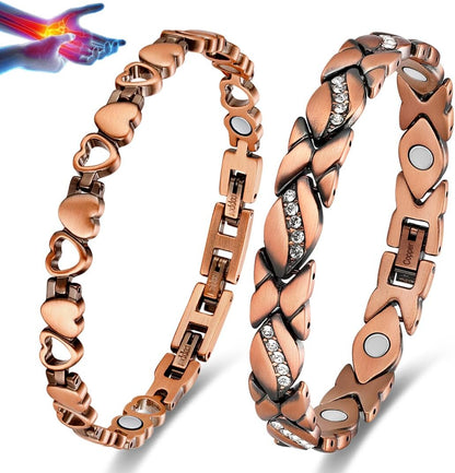 Vicmag Copper Magnetic Bracelet front view featuring love heart design.