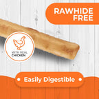 Close up of Canine Naturals rawhide free chicken stick chew