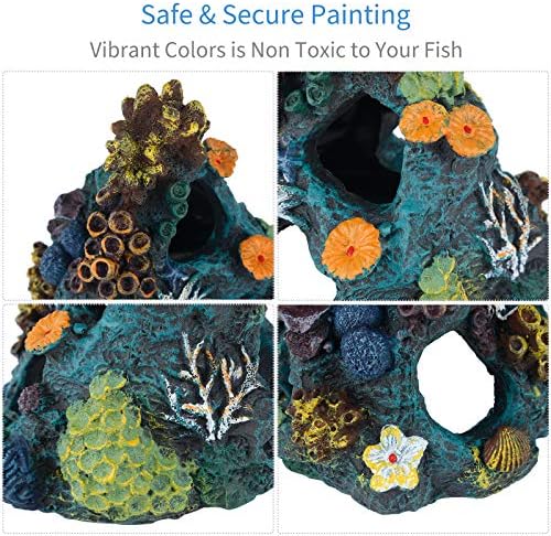 Medium size Uniclife aquarium decoration showcasing vivid fade resistant colors under fish tank lighting.
