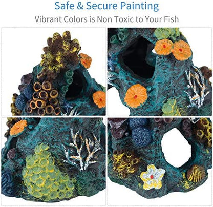 Medium size Uniclife aquarium decoration showcasing vivid fade resistant colors under fish tank lighting.