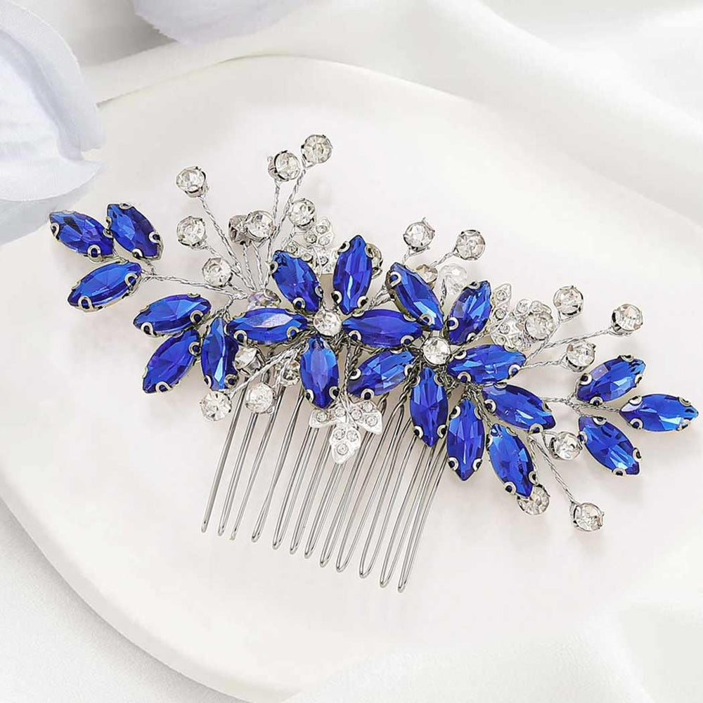 Chargances crystal bride wedding hair comb front view