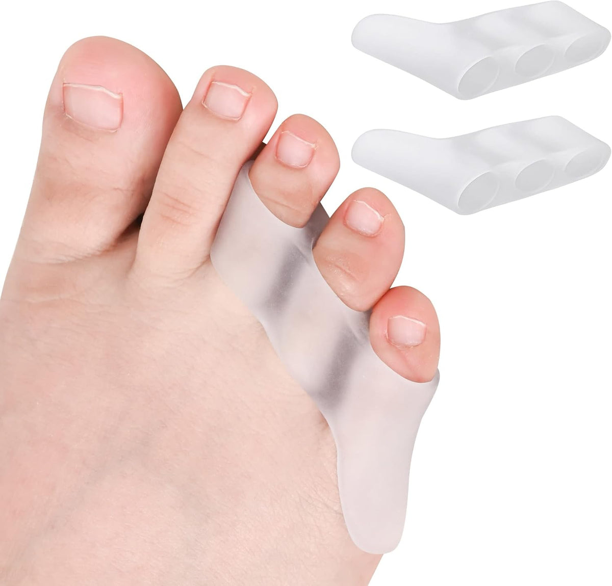 DYKOOK FOYOLO pinky toe splint front view showcasing the soft silicone three ring design