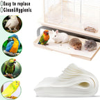 Bird cage liner sheet placed inside a parrot enclosure tray
