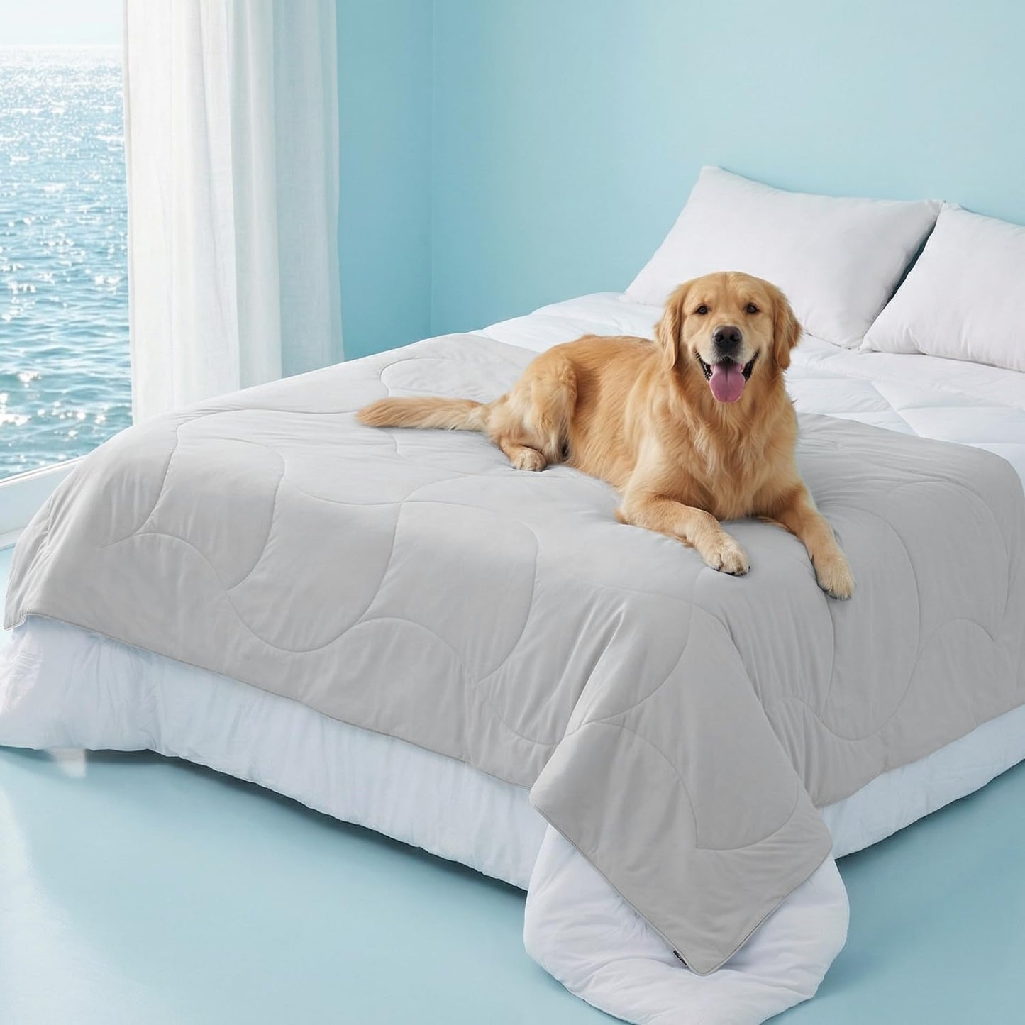 ZOMISIA Premium Cooling Blanket for Large Dogs - Q-MAX>0.5 Breathable Washable Dog Cooling Mat, Travel Soft Pet Summer Essentials, Grey, 40"x50" - Image 15