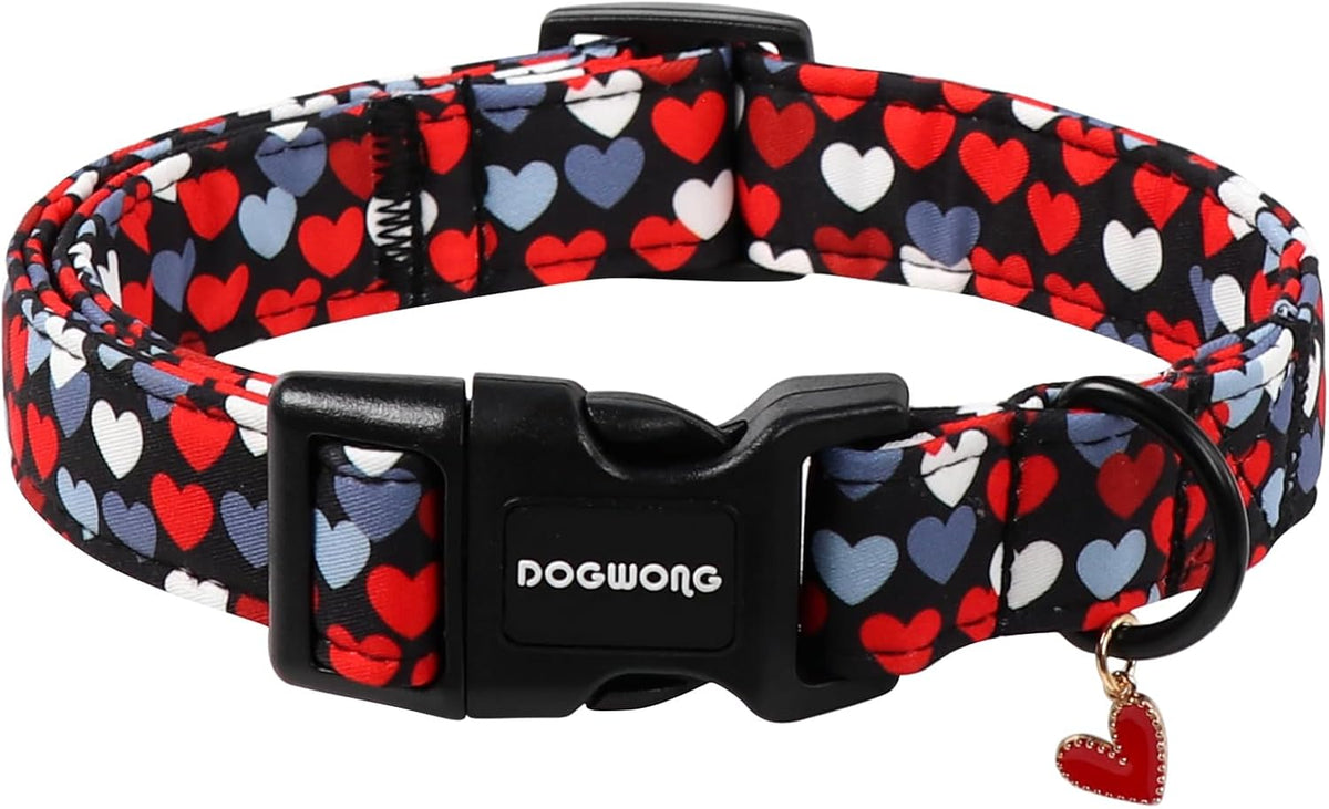Pink polka dot collar for small female dogs laid flat