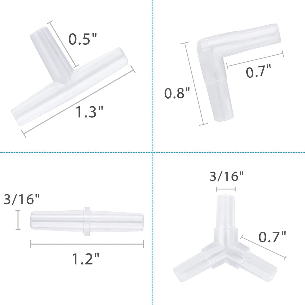 Aquarium airline tubing connected to plastic fittings