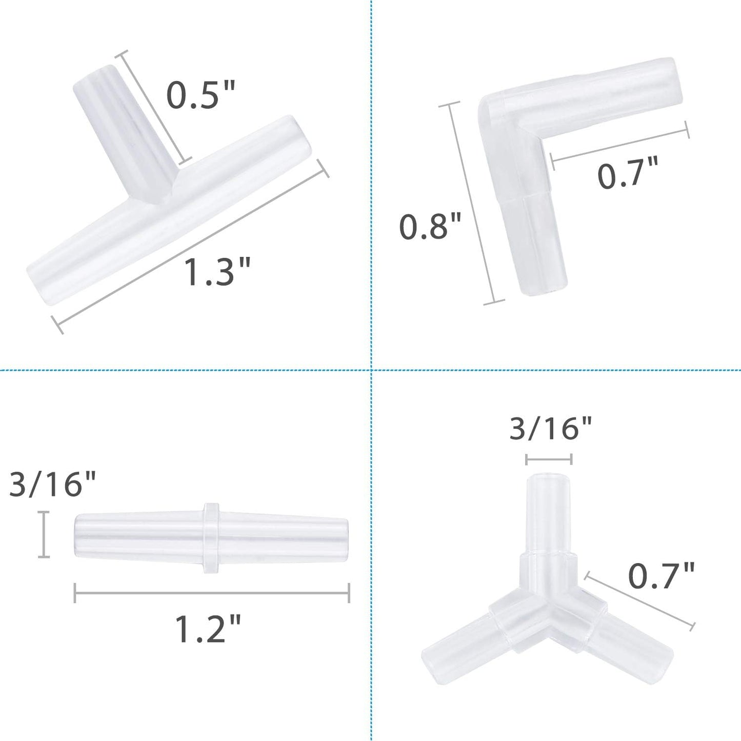 Pawfly forty piece fish tank airline connectors kit organized by type for aquarium hobbyists