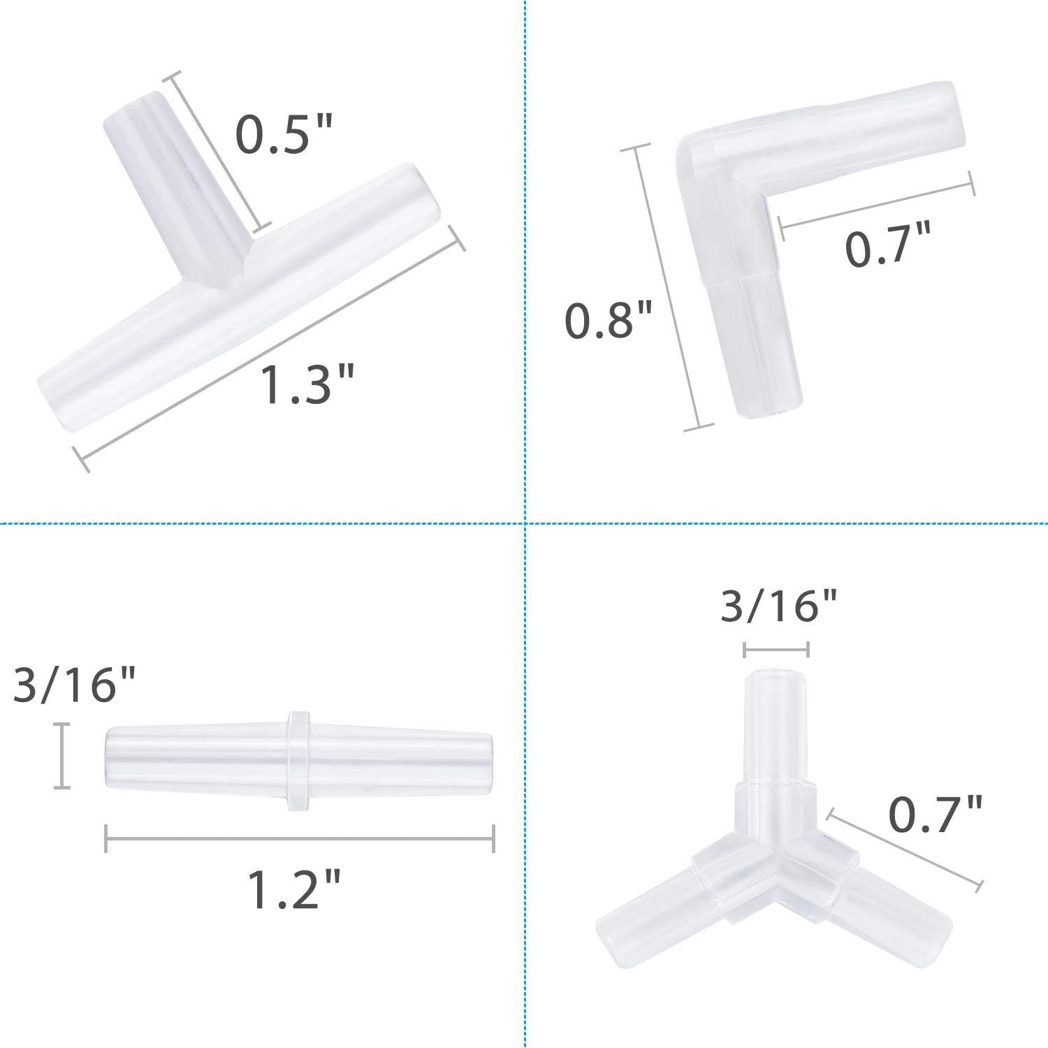 Pawfly forty piece fish tank airline connectors kit organized by type for aquarium hobbyists