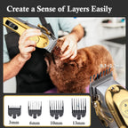 Rechargeable low noise pet hair trimmer showing LCD digital power display