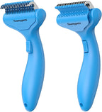 Self Cleaning Grooming Rake Brush for Shedding Gently Removes Loose Undercoat Mats Tangled Deshedding Grooming Tool for Dogs Cats Extra Wide (White) - Image 9