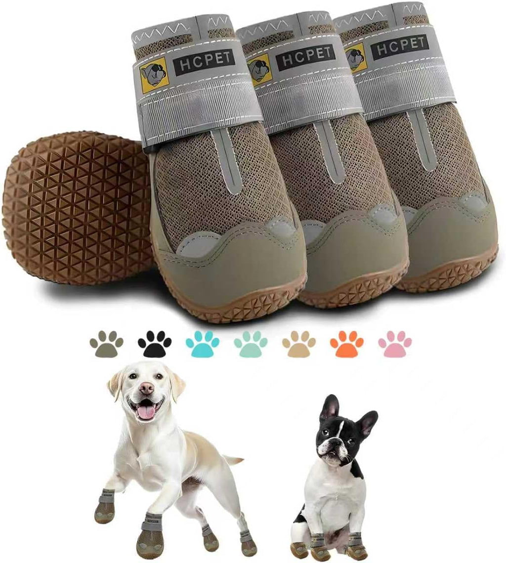 Hcpet Dog Shoes for Dogs, Dog Booties for Dogs, Anti-Slip Dog Boots & Paw Protectors for Hot Pavement Winter Snow Hiking with Reflective Straps Khaki Size 6, 4PCS - Image 11