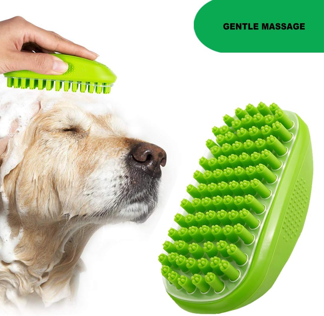 Metopets premium imported rubber pet grooming brush packaging and overview