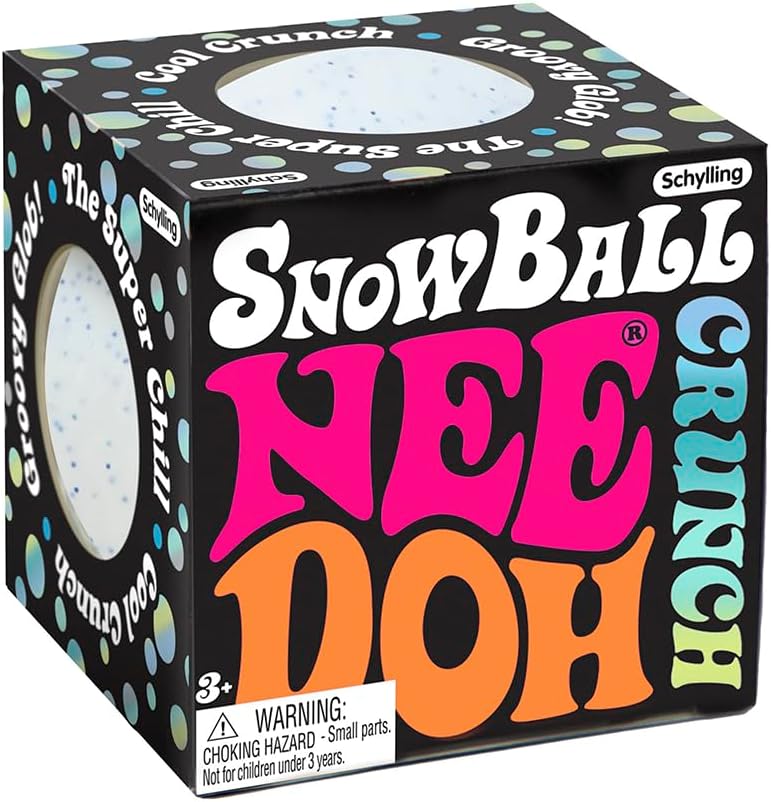 Schylling NeeDoh Snowball Crunch sensory toy front view showing the textured white surface.