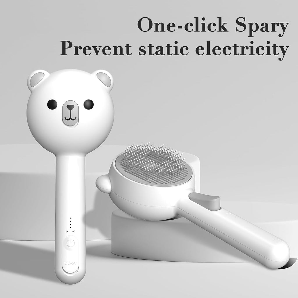 Close up of the protective rounded bristles on the pet grooming tool