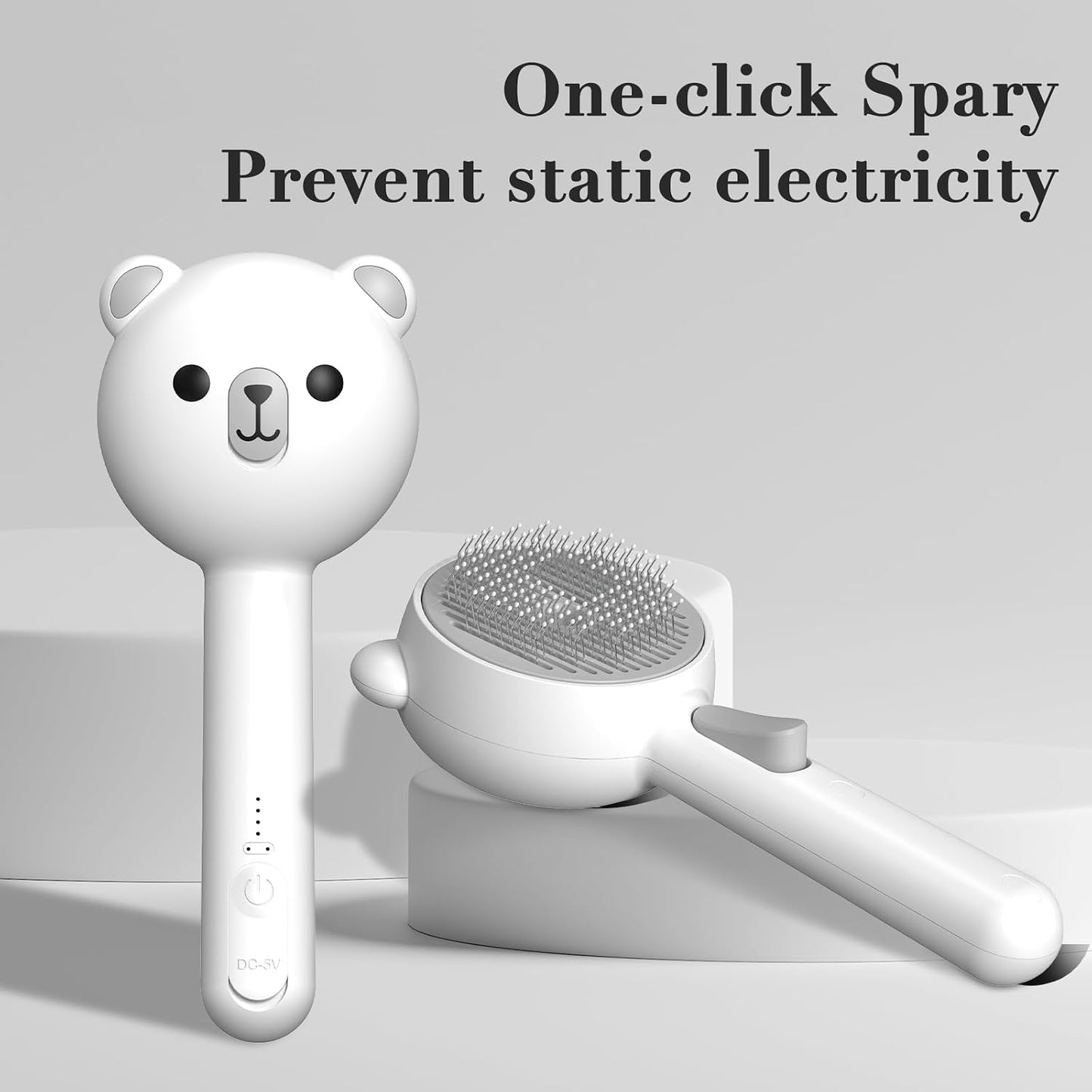 Close up of the protective rounded bristles on the pet grooming tool